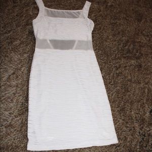 Arden B Off-White Mesh Cutout Dress